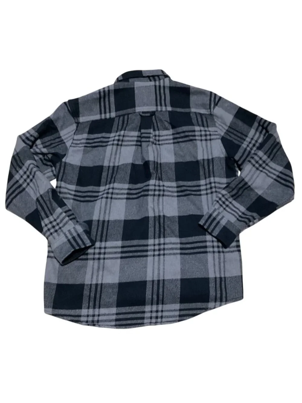 Orvis Flannel Shacket XL Heavy Duty Gray & Black Plaid Cotton Blend With Pockets